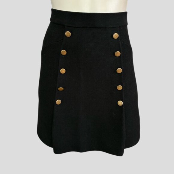 Molly Bracken Lili Sidonio Black Knit Ribbed Button Front Mini Skirt - Picture 1 of 9